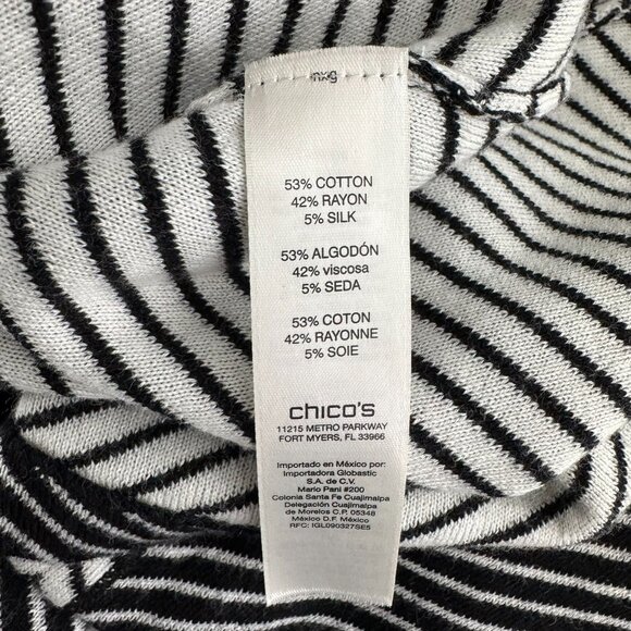 Chico's Esther Blazer Cardigan Sweater Size 2 Striped Black White NWT CJ-2089 - Picture 9 of 10